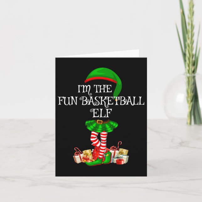 Family Matching Women Girls The Fun Basketball Elf Card (Front)