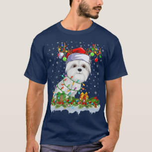 Family Matching Xmas Lighting Santa Maltese Dog Ch T-Shirt