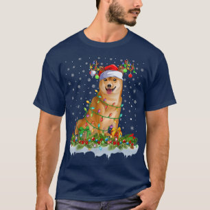 Family Matching Xmas Lighting Santa Shiba Inu Dog  T-Shirt