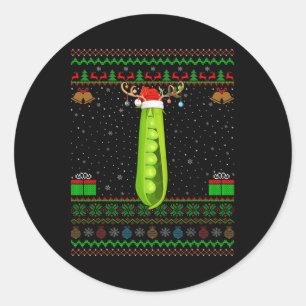 Family Matching Xmas Lighting Santa Ugly Pea Chris Classic Round Sticker
