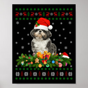 Family Matching Xmas Lighting Ugly Shih Tzu Christ Poster