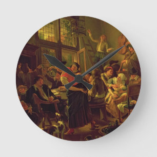 Family Meal (oil on canvas) Round Clock