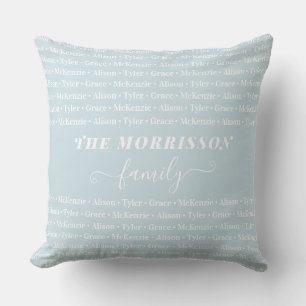 Family Member Names Pattern Modern Trendy Script Cushion