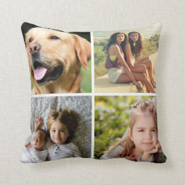 Family Memoires  Photo Collage, Custom Four Photo Cushion