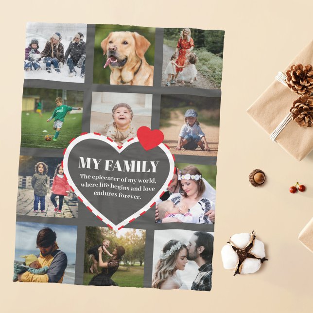 Family Memorial Personalised Photo Collage Fleece Blanket (Creator Uploaded)