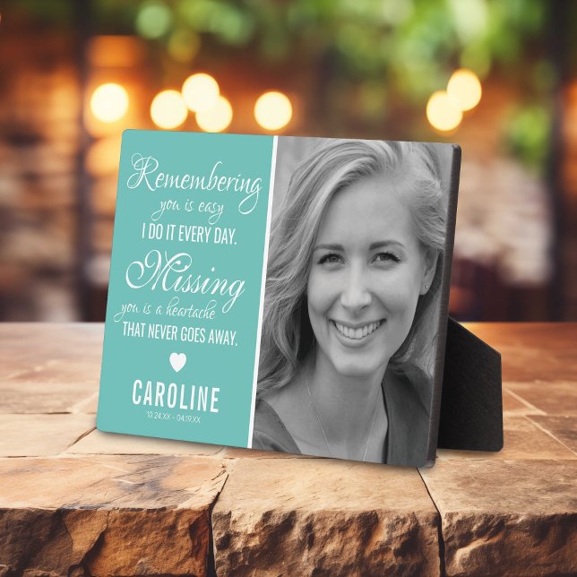 Family Memorial | Teal Photo Keepsake Plaque (Creator Uploaded)