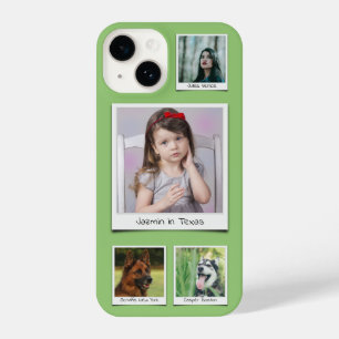 Family Memories 4 photo Collage Pistachio Green iPhone 14 Case