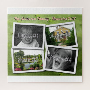 Family Memories 4 x Custom Photos Challenge Cactus Jigsaw Puzzle