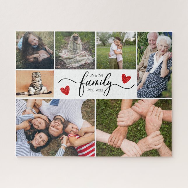 Family memories 7 photos collage handwritten text  jigsaw puzzle (Horizontal)