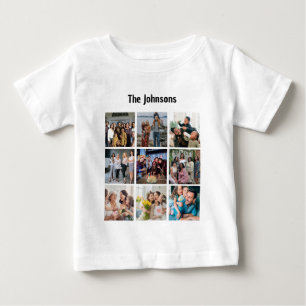 Family Memories 9 Photo Grid Personalised Collage Baby T-Shirt