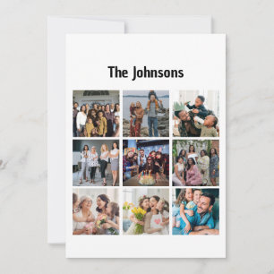 Family Memories 9 Photo Grid Personalised Collage Card