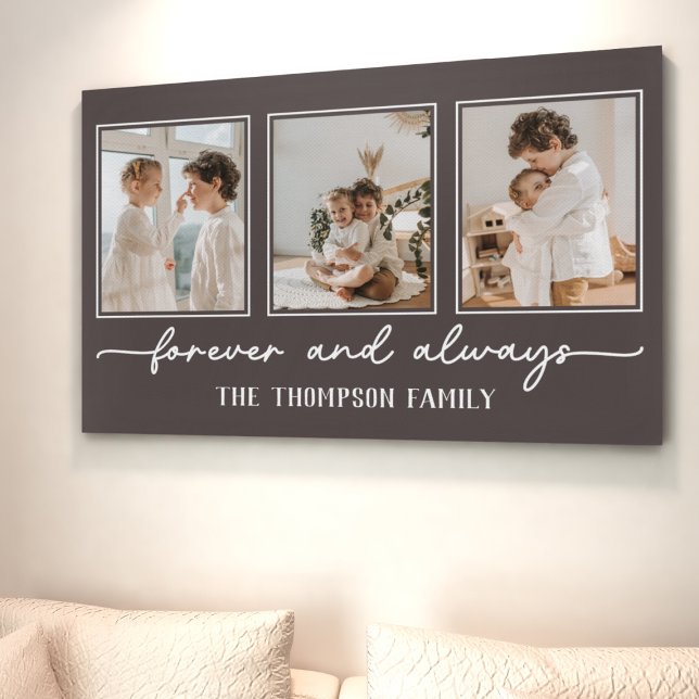 Family Memories Brown Customized Photo Collage Canvas Print (Creator Uploaded)