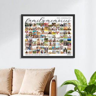 Family Memories Personalised 96 Photo Collage Poster