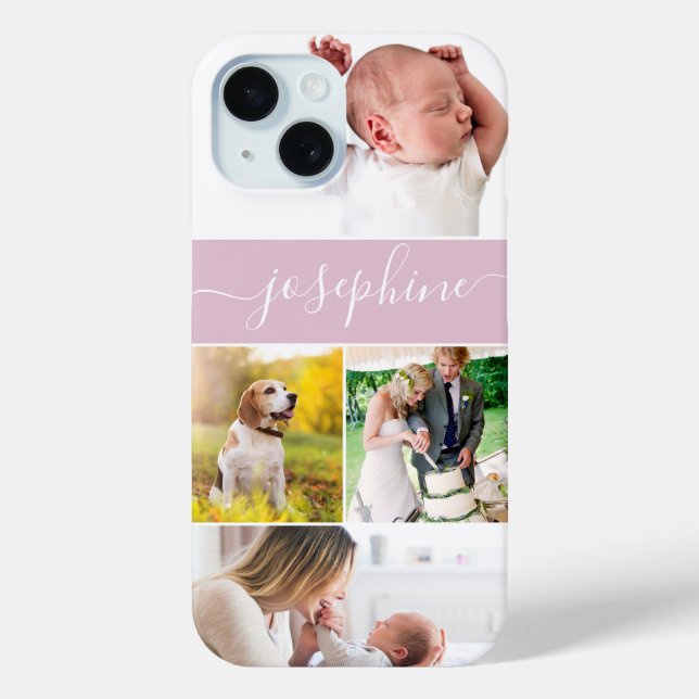 Family Memories personalised name Script pink Case-Mate iPhone Case (Back)