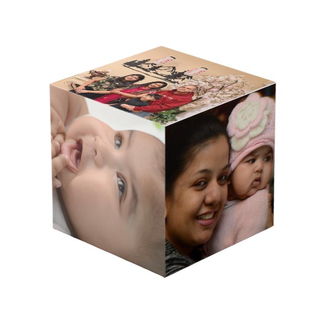 Family Memories Personalised Photo Cube (Front Angled)