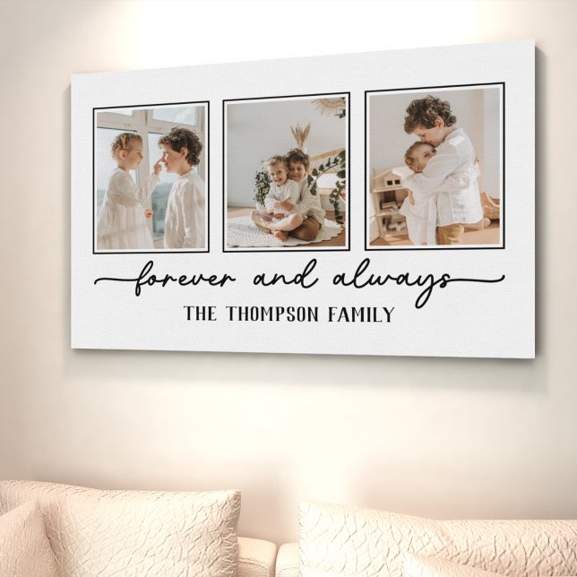 Family Memories White Custom Photo Collage Wall Canvas Print (Creator Uploaded)