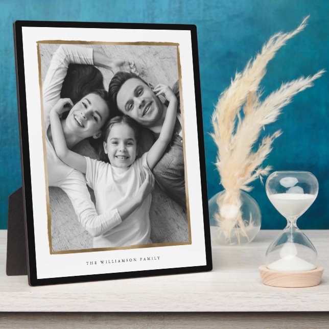 Family Memory, Elegant Black & Gold Frame Photo (Side)