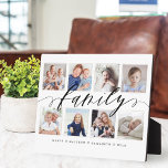 Family Memory Photo Collage Keepsake Plaque<br><div class="desc">A Beautiful personalised family memories keepsake gift that your family will cherish forever. Special personalised family photo collage plaque to display your own special family photos and memories. Our design features a simple 8 photo collage grid design with "family" designed in a beautiful handwritten black script style. Each photo is...</div>