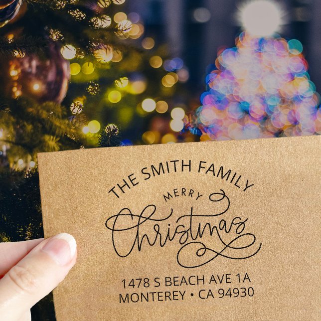Family Merry Christmas Envelope Return Address Self-inking Stamp (Creator Uploaded)