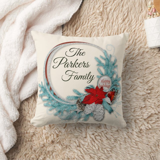 Family Merry Christmas Holidays Peace Joy Custom Cushion (Blanket)
