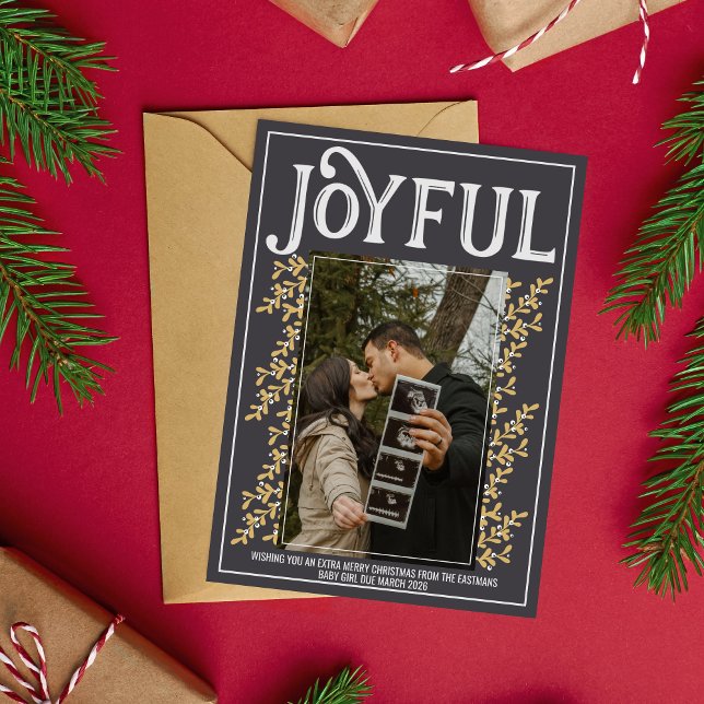 Family Merry Christmas Pregnant Photo Holiday Card (Creator Uploaded)