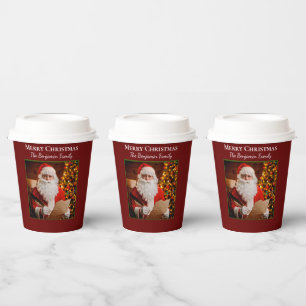 Family Merry Christmas Santa Claus Personalise Paper Cups