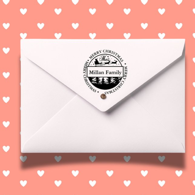 Family Merry Christmas Santa theme Self-inking Stamp (Celebrate the holidays with a Family Merry Christmas Santa theme self-inking stamp  )