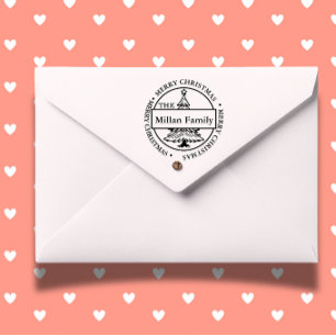 Family Merry Christmas Tree theme Self-inking Stamp