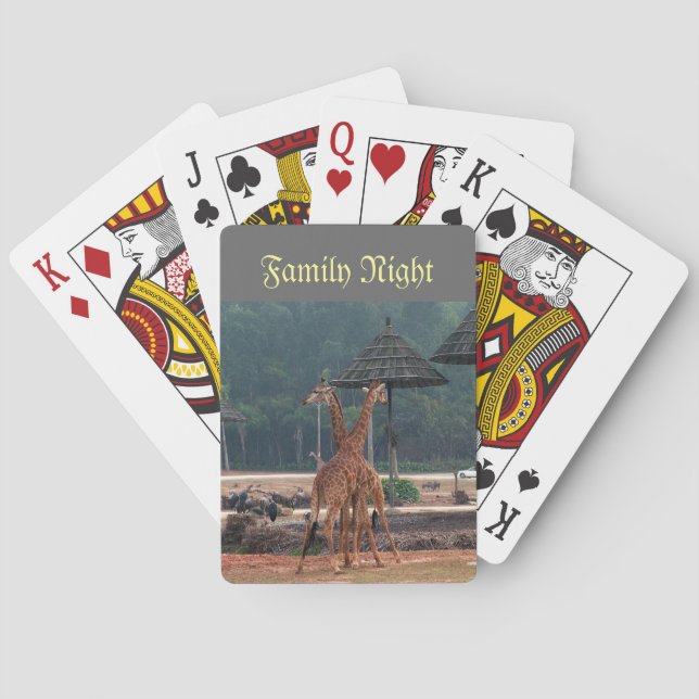 Family might, Two giraffes comforting each other Playing Cards (Back)
