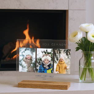Family Minimalist 3 Photos Collage Keepsake Acrylic Sign