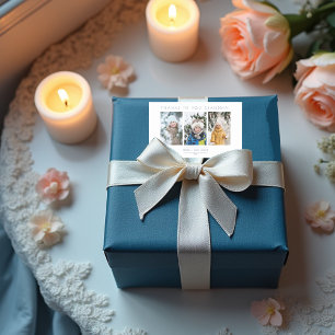 Family Minimalist 3 Photos Collage Keepsake Rectangular Sticker