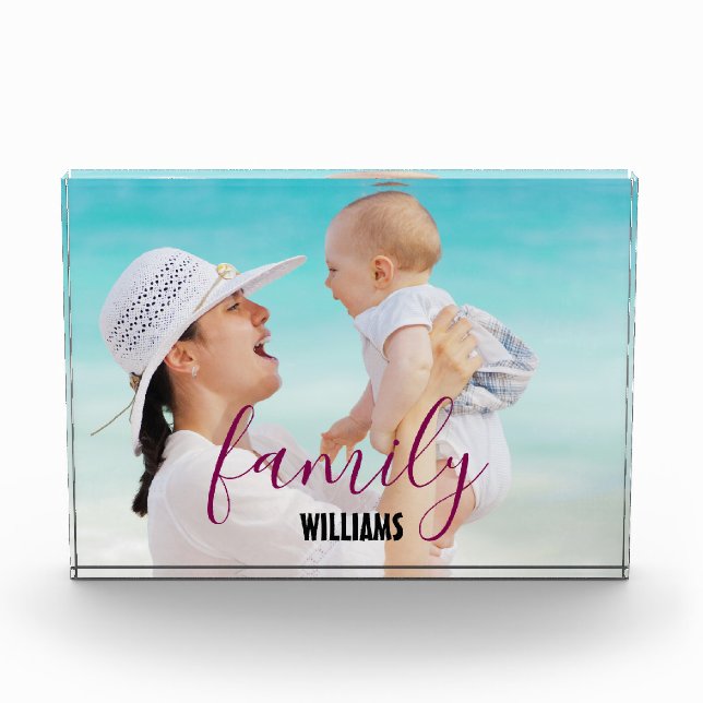 FAMILY Modern Simple Hearts Love Script Photo (Front)