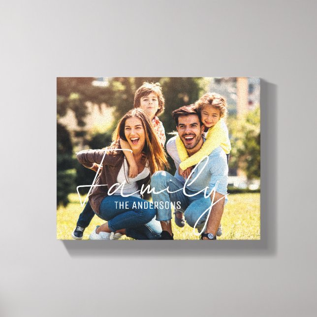 Family Modern typography overlay phot Canvas Print (Front)