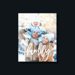 Family | Modern White Typography with your Photo Canvas Print<br><div class="desc">This modern,  minimalist style canvas print features your own photo,  with a white overlay that says "family" in trendy white typography.</div>