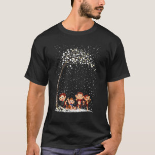 Family Monkey Scarf Winter Christmas Tree Xmas Sno T-Shirt