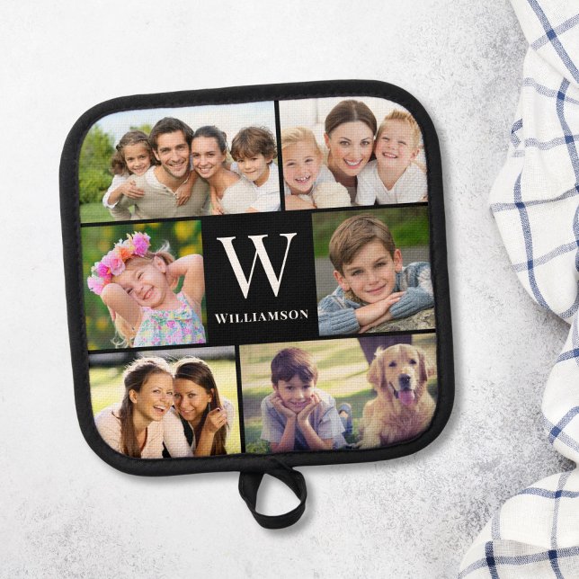 Family Monogram 6 Photo Collage Pot Holder (Creator Uploaded)