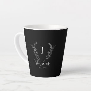 Family monogram and name personalised elegant latte mug