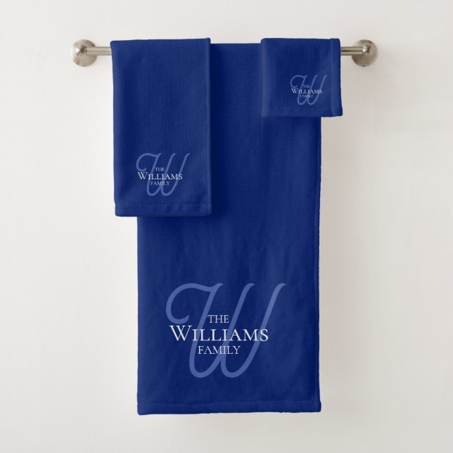 Family Monogram Blue Monogrammed  Bath Towel Set (Insitu)