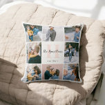 Family Monogram Calligraphy 16 Photo Cushion<br><div class="desc">Pillow with family monogram and name features 16 photo.</div>
