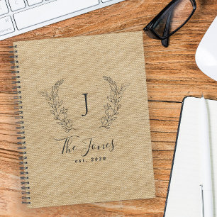 Family monogram emblem rustic personalised 2026 planner