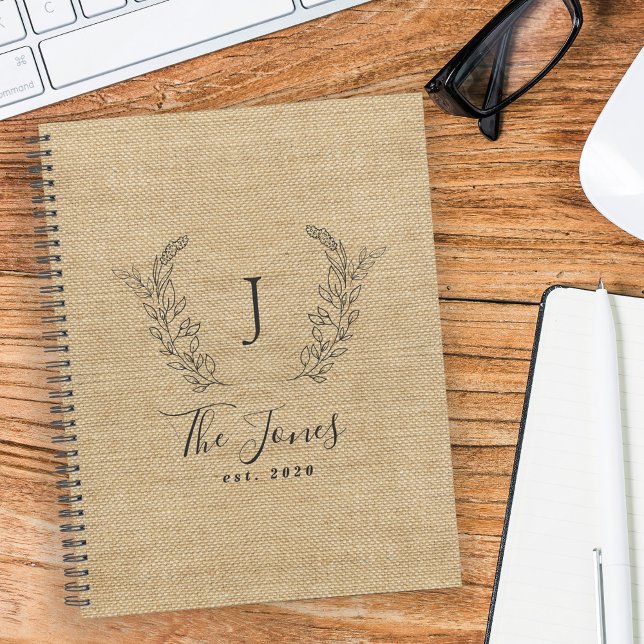 Family monogram emblem rustic personalised 2026 planner (Creator Uploaded)
