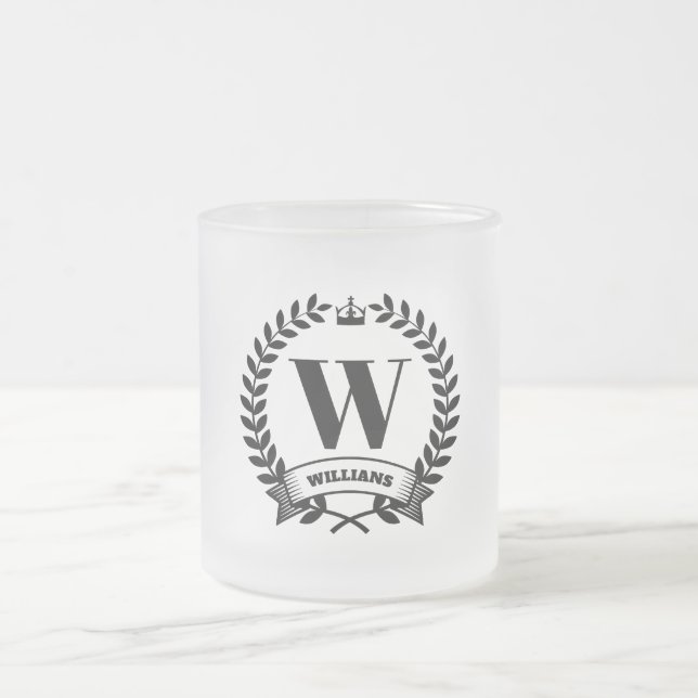 Family Monogram Frosted Glass Coffee Mug (Center)