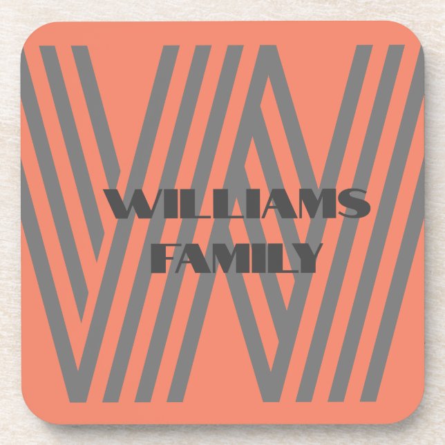 FAMILY MONOGRAM Hard plastic coaster GIFT (Front)