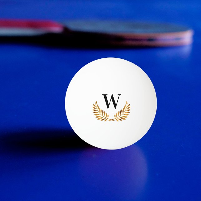Family monogram initial gold wreath ping pong ball (Creator Uploaded)