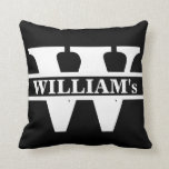 Family Monogram Initial Personalised Cushion<br><div class="desc">Personalise the family monogram initial and name in place of the template initial and name.. Customise and change the background colour from black to another colour.if desired.</div>