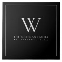 Family Monogram Modern Elegant Black Grey