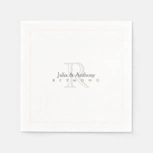 family monogram (names/initial) on white standard napkin