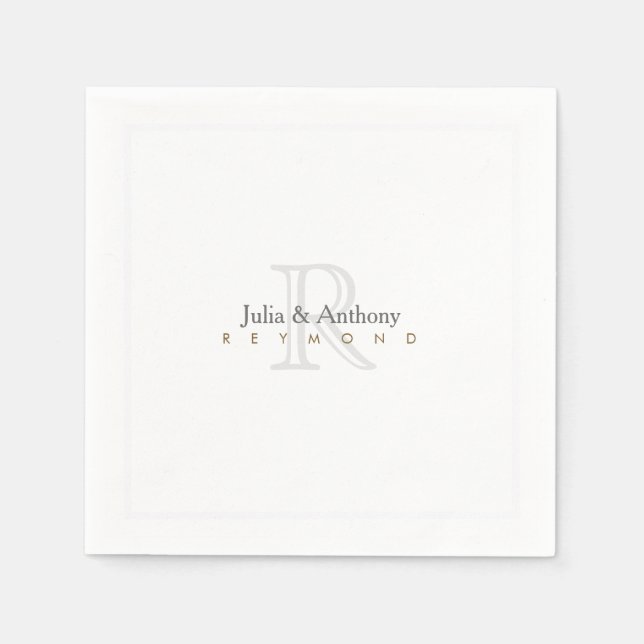 family monogram (names/initial) on white standard napkin (Front)