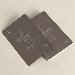 Family Monogram on Grayish Brown Playing Cards