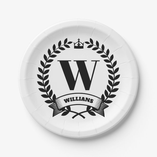 Family Monogram Paper Plate (Front)